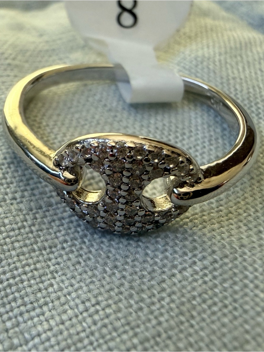 Sterling Silver Pavé Link Ring